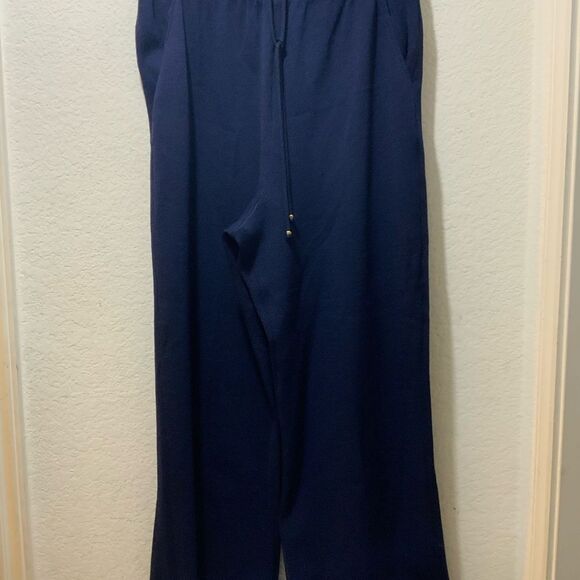 St John Sport Pants Womens Size S Blue Knit Capri Pull On Drawstring Pockets - Picture 7 of 7